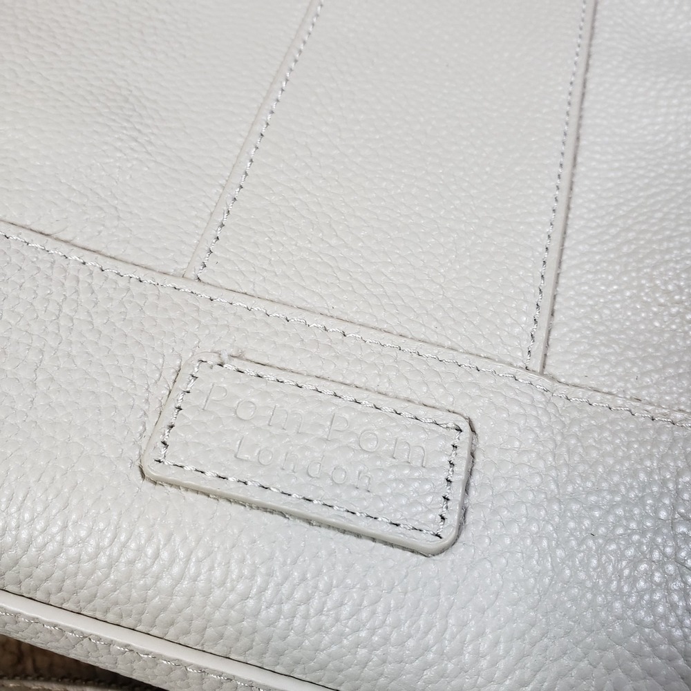 Pom Pom London Leather Westminster Messnger Bag Stone w/ Matching Crossbody READ - Picture 2 of 12